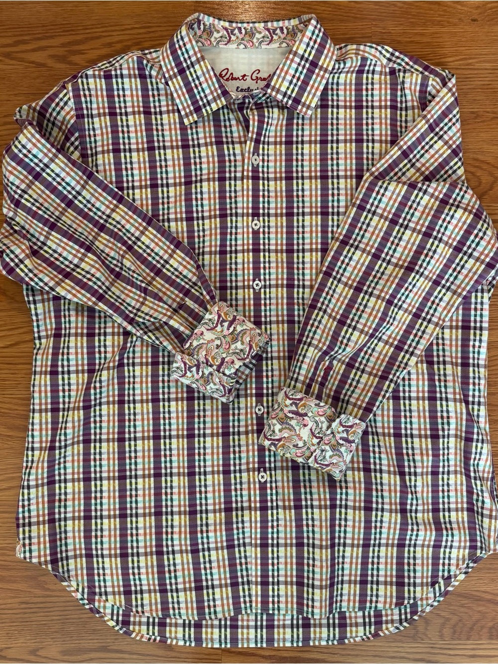 Robert Graham Exclusive Multicolor Plaid Button-Down Shirt with Paisley Cuffs